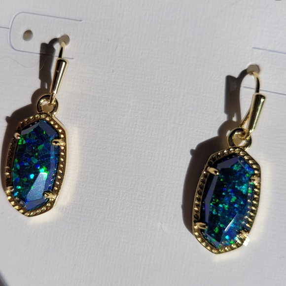 NWT KENDRA SCOTT KYOCERA OPAL EARRINGS 14K GOLD PLATED OVER BRASS DAINTY STYLE - Picture 2 of 6